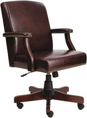 ALERA - 36-5/8 to 42-7/8" High Mid Back Chair - 26" Wide x 28" Deep, Vinyl Seat, Mahogany - Industrial Tool & Supply
