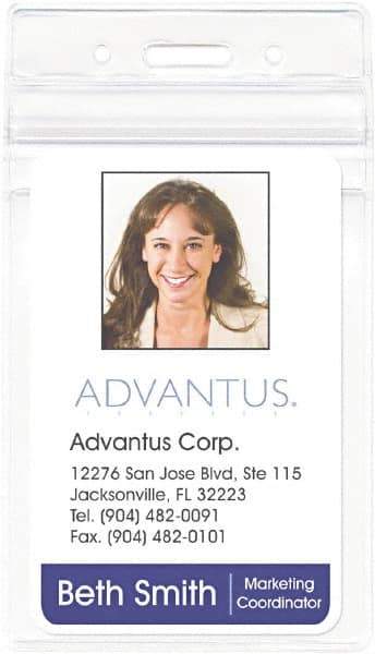 ADVANTUS - Clip-On Badge Holder - Clear - Industrial Tool & Supply