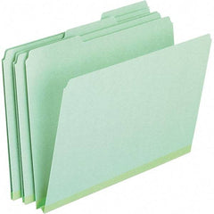 Pendaflex - 9-1/2 x 11-5/8", Letter Size, Green, File Folders with Top Tab - 25 Point Stock, Assorted Tab Cut Location - Industrial Tool & Supply