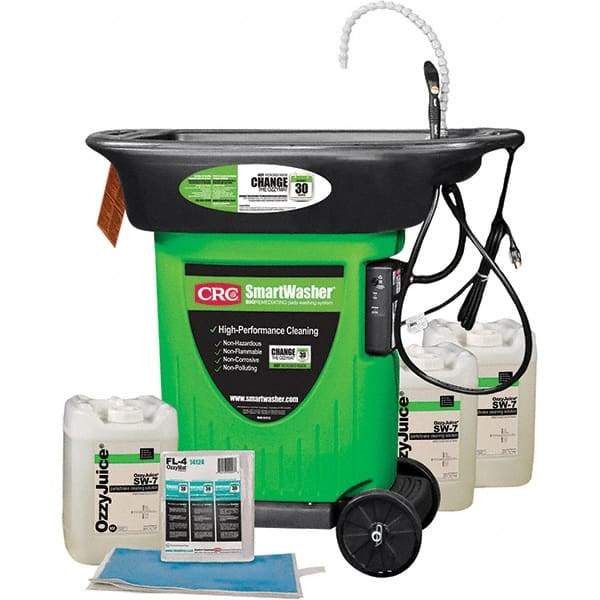 CRC - Free Standing Water-Based Mobile Parts Washer Kit - 25 Gal Max Operating Capacity, Plastic Tank, 42" Long x 48" Wide - Industrial Tool & Supply