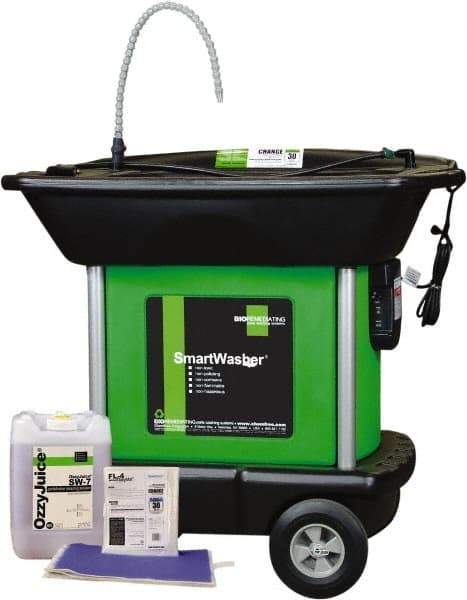 CRC - Free Standing Water-Based Mobile Parts Washer Kit - 25 Gal Max Operating Capacity, Plastic Tank, 42" Long x 48" Wide - Industrial Tool & Supply