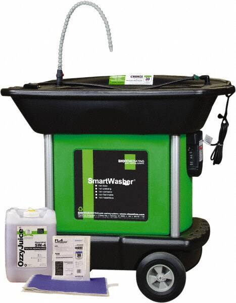 CRC - Free Standing Water-Based Mobile Parts Washer Kit - 25 Gal Max Operating Capacity, Plastic Tank, 42" Long x 48" Wide - Industrial Tool & Supply