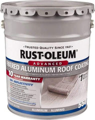 Rust-Oleum - 5 Gal Pail Aluminum Fibered Aluminum Roof Coating - 50 Sq Ft/Gal Coverage, 467 g/L VOC Content, Mildew Resistant, Long Term Durability & Weather Resistance - Industrial Tool & Supply