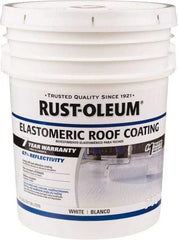 Rust-Oleum - 5 Gal Pail White Elastomeric Roof Coating - 65 Sq Ft/Gal Coverage, Mildew Resistant, Long Term Durability & Weather Resistance - Industrial Tool & Supply