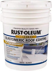 Rust-Oleum - 5 Gal Pail White Elastomeric Roof Coating - 65 Sq Ft/Gal Coverage, Mildew Resistant, Long Term Durability & Weather Resistance - Industrial Tool & Supply