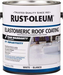 Rust-Oleum - 1 Gal Can White Elastomeric Roof Coating - 65 Sq Ft/Gal Coverage, Mildew Resistant, Long Term Durability & Weather Resistance - Industrial Tool & Supply