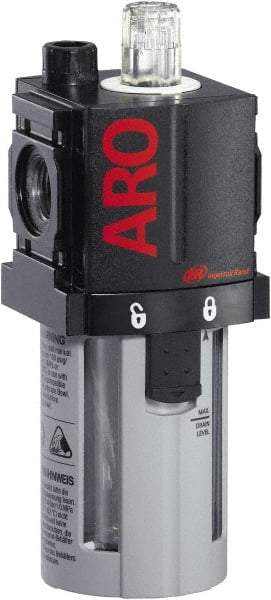 ARO/Ingersoll-Rand - 1/4" NPT, 150 Max psi Compact Modular Lubricator - Polycarbonate Bowl, Aluminum Body, 51 CFM, 125°F Max Temp, 2.2 Long x 2.24" Wide x 5.98" High - Industrial Tool & Supply