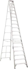 Louisville - 17 Steps, 18' High, Type IA Rating, Aluminum Step Ladder - 300 Lb Capacity, 40-3/4" Base Width - Industrial Tool & Supply