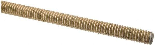 Value Collection - 1/4-20 UNC (Coarse), 3' Long, Alloy Steel Threaded Rod - Yellow Zinc-Plated Finish, Right Hand Thread - Industrial Tool & Supply