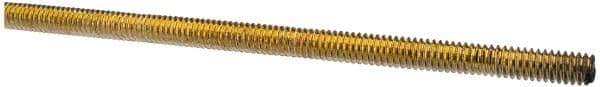 Value Collection - 1/4-20 UNC (Coarse), 6' Long, Alloy Steel Threaded Rod - Yellow Zinc-Plated Finish, Right Hand Thread - Industrial Tool & Supply