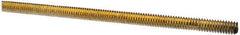 Value Collection - 1/4-20 UNC (Coarse), 6' Long, Alloy Steel Threaded Rod - Yellow Zinc-Plated Finish, Right Hand Thread - Industrial Tool & Supply