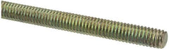 Value Collection - 5/16-18 UNC (Coarse), 3' Long, Alloy Steel Threaded Rod - Yellow Zinc-Plated Finish, Right Hand Thread - Industrial Tool & Supply