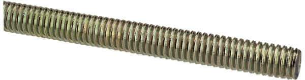 Value Collection - 5/16-18 UNC (Coarse), 6' Long, Alloy Steel Threaded Rod - Yellow Zinc-Plated Finish, Right Hand Thread - Industrial Tool & Supply