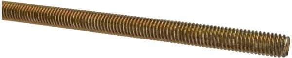 Value Collection - 3/8-16 UNC (Coarse), 3' Long, Alloy Steel Threaded Rod - Yellow Zinc-Plated Finish, Right Hand Thread - Industrial Tool & Supply