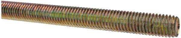 Value Collection - 5/8-11 UNC (Coarse), 3' Long, Alloy Steel Threaded Rod - Yellow Zinc-Plated Finish, Right Hand Thread - Industrial Tool & Supply