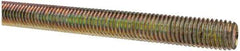 Value Collection - 5/8-11 UNC (Coarse), 3' Long, Alloy Steel Threaded Rod - Yellow Zinc-Plated Finish, Right Hand Thread - Industrial Tool & Supply