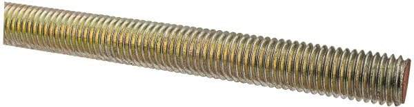 Value Collection - 5/8-11 UNC (Coarse), 6' Long, Alloy Steel Threaded Rod - Yellow Zinc-Plated Finish, Right Hand Thread - Industrial Tool & Supply