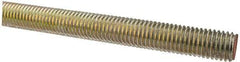Value Collection - 5/8-11 UNC (Coarse), 6' Long, Alloy Steel Threaded Rod - Yellow Zinc-Plated Finish, Right Hand Thread - Industrial Tool & Supply