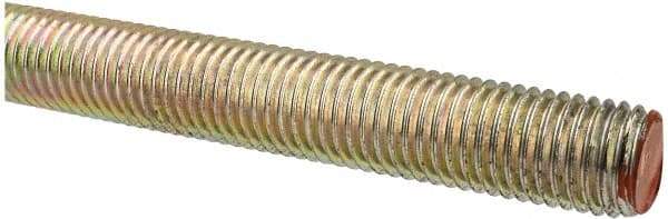 Value Collection - 3/4-10 UNC (Coarse), 3' Long, Alloy Steel Threaded Rod - Yellow Zinc-Plated Finish, Right Hand Thread - Industrial Tool & Supply