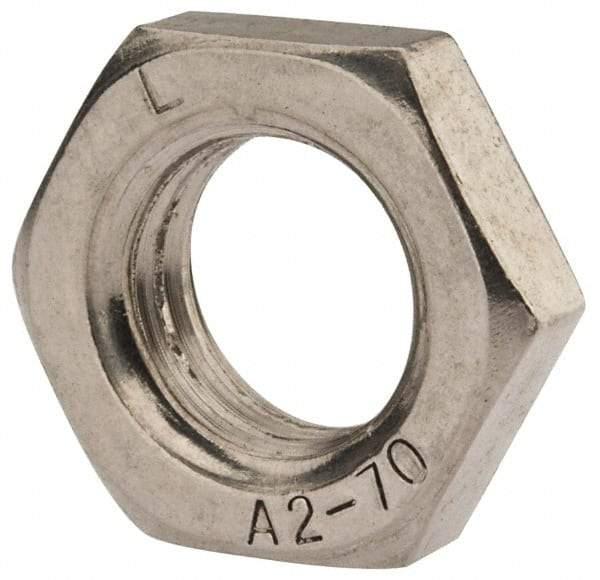 Value Collection - M18x2.50 Metric Coarse Stainless Steel Right Hand Hex Jam Nut - 27mm Across Flats, 9mm High, Uncoated - Industrial Tool & Supply