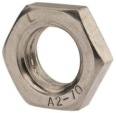 Value Collection - M18x2.50 Metric Coarse Stainless Steel Right Hand Hex Jam Nut - 27mm Across Flats, 9mm High, Uncoated - Industrial Tool & Supply