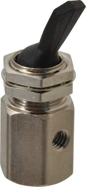 Specialty Mfr - 10-32 Non Exhaust Toggle Valve - 0.1 CV Rate, 150 Max psi, Detented Actuator - Industrial Tool & Supply