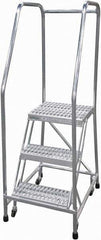 Cotterman - 60" 3 Step Rolling Warehouse Ladder - Rolling Safety Ladder, 350 Lb Capacity, 30" Platform Height, 22" Base Width x 29" Base Depth, Serrated - Industrial Tool & Supply