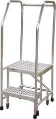 Cotterman - 50" 2 Step Rolling Warehouse Ladder - Rolling Safety Ladder, 350 Lb Capacity, 20" Platform Height, 26" Base Width x 23" Base Depth, Serrated - Industrial Tool & Supply