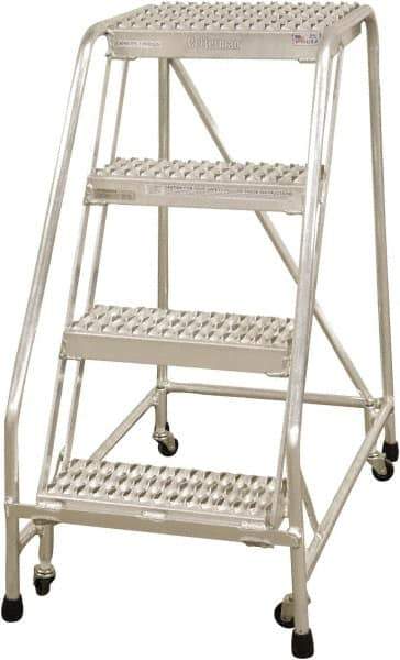 Ballymore - 38" 4 Step Ladder - 300 Lb Capacity, 38" Platform Height, 30" Base Width x 31" Depth, Heavy-Duty Serrated Grating - Industrial Tool & Supply