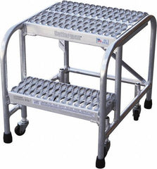 Cotterman - 20" 2 Step Rolling Warehouse Ladder - Rolling Safety Ladder, 350 Lb Capacity, 20" Platform Height, 26" Base Width x 23" Base Depth, Serrated - Industrial Tool & Supply