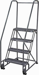 Cotterman - 70" 4 Step Rolling Warehouse Ladder - Tilt & Roll Safety Ladder, 450 Lb Capacity, 40" Platform Height, 28" Base Width x 37" Base Depth, Serrated Steel - Industrial Tool & Supply