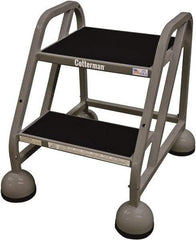 Cotterman - 33" 3 Step Rolling Warehouse Ladder - Rolling Steel Office Ladder, 450 Lb Capacity, 27" Platform Height, 25" Base Width x 34" Base Depth, Rubber Matted - Industrial Tool & Supply