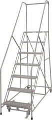 Cotterman - 100" 7 Step Rolling Warehouse Ladder - 50° Incline, 450 Lb Capacity, 70" Platform Height, 30" Base Width x 69" Base Depth, Perforated Tread - Industrial Tool & Supply