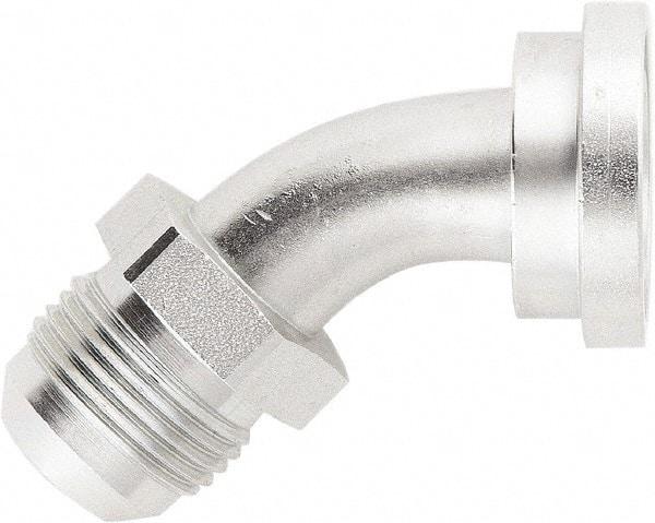 Parker - 1-1/16-12 Male SAE (JIC) 37° Flare Steel Hydraulic Hose SAE Code 61 Flange & 45° Elbow - 3,100 psi, -12 Hose Size, 3/4" Hose Diam - Industrial Tool & Supply