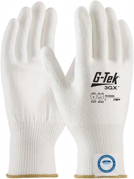 PIP - Size XL (10), ANSI Cut Lvl A3, Puncture Lvl 1, Abrasion Lvl 4, Polyurethane Coated Dyneema Diamond HPPE liner Cut Resistant Gloves - 10.2" Long, Palm & Fingertips Coated, Dyneema Diamond Lining, Knit Wrist, White, Paired - Industrial Tool & Supply