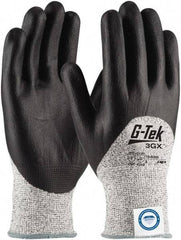 PIP - Size L (9), ANSI Cut Lvl A3, Puncture Lvl 3, Abrasion Lvl 5, Nitrile Coated Dyneema Diamond HPPE liner Cut Resistant Gloves - 9.4" Long, Palm & Fingertips Coated, Dyneema Diamond Lining, Knit Wrist, White/Black, Paired - Industrial Tool & Supply