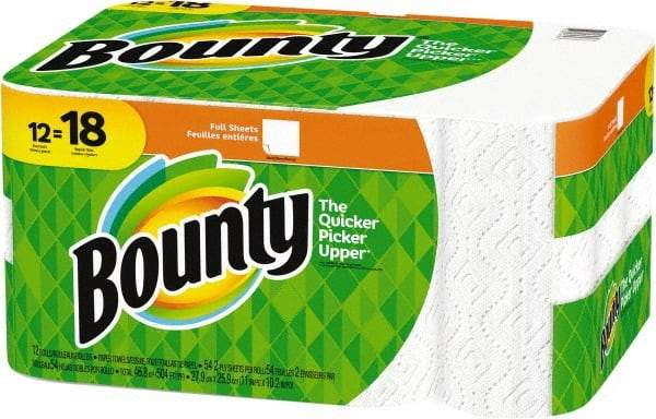 Bounty - Perforated Roll of 2 Ply White Paper Towels - 11" Wide - Industrial Tool & Supply