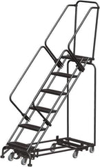 Ballymore - 93" 6 Step Rolling Warehouse Ladder - Lock Step Rolling Safety Ladder, 450 Lb Capacity, 60" Platform Height, 24" Base Width x 58" Base Depth, Perforated Tread - Industrial Tool & Supply