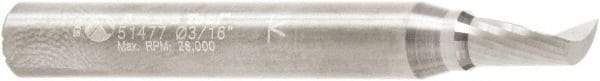 Amana Tool - 3/16" Cutting Diam x 3/8" Length of Cut, 1 Flute, Upcut Spiral Router Bit - Uncoated, Right Hand Cut, Solid Carbide, 2" OAL x 1/4" Shank Diam, 30° Helix Angle - Industrial Tool & Supply