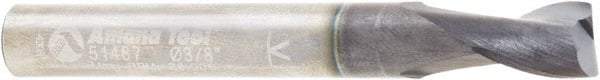 Amana Tool - 3/8" Cutting Diam x 1/2" Length of Cut, 2 Flute, Upcut Spiral Router Bit - AlTiN Coated, Right Hand Cut, Solid Carbide, 3" OAL x 3/8" Shank Diam, Flute, 30° Helix Angle - Industrial Tool & Supply