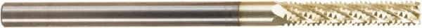 Amana Tool - 1/4" Cutting Diam x 1-1/4" Length of Cut, 6 Flute, Compression Spiral Router Bit - Zirconium Coated, Right Hand Cut, Solid Carbide, 4" OAL x 1/4" Shank Diam, Assorted Router Styles, 20° Helix Angle - Industrial Tool & Supply