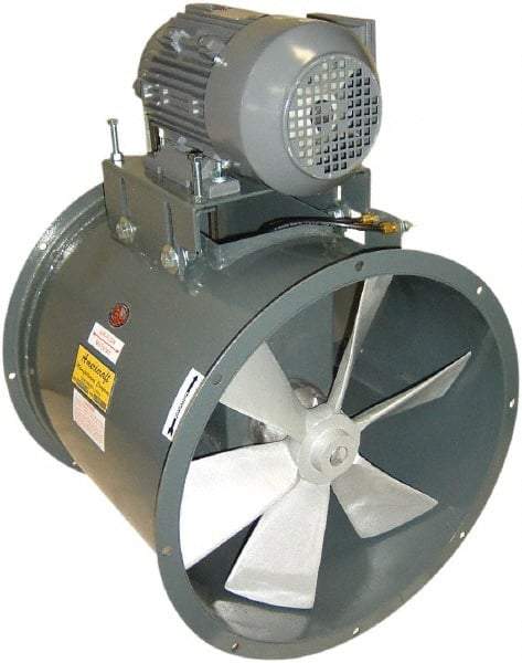 Americraft - 1 hp 24" TEFC Wet Location Belt Drive Tube Axial Duct Fan - 7,425 CFM at 0 Static Pressure, 1,725 RPM, Single Phase - Industrial Tool & Supply