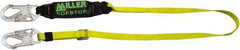 Miller - 6' Long, 310 Lb Capacity, 1 Leg Locking Snap Hook Harness Shock Absorbing Lanyard - 1-1/2" Diam, Polyester Webbing, Locking Snap Hook Anchorage Connection - Industrial Tool & Supply