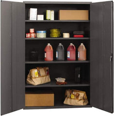 Durham - 4 Shelf Locking Storage Cabinet - Steel, 48" Wide x 24" Deep x 72" High, Gray - Industrial Tool & Supply
