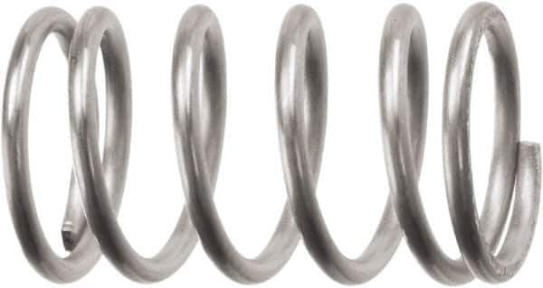 Associated Spring Raymond - 42.85mm OD, 4.5mm Wire, 3-1/2" Free Length, Compression Spring - 53.9 Lb Spring Rating, 301.09 N Max Work Load, Stainless Steel - Industrial Tool & Supply
