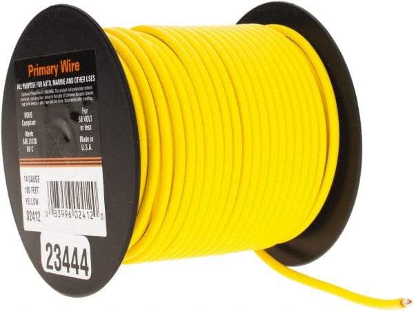 EastPenn - 14 AWG Automotive Plastic Insulated, Single Conductor Wire - 100' Long, Yellow - Industrial Tool & Supply