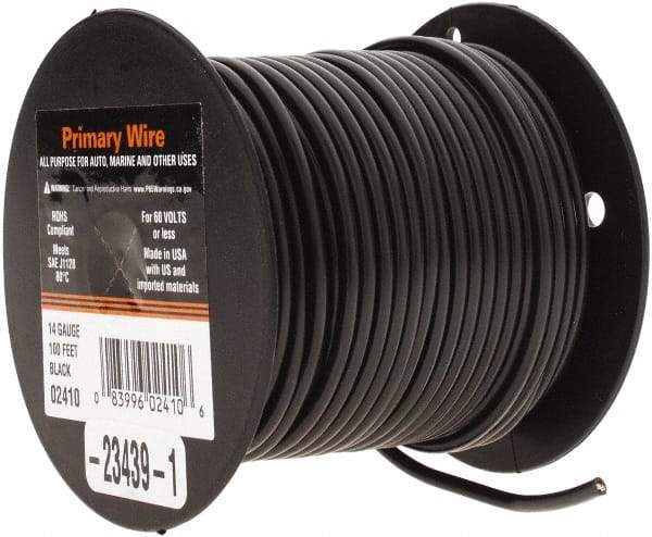 EastPenn - 14 AWG Automotive Plastic Insulated, Single Conductor Wire - 100' Long, Black - Industrial Tool & Supply