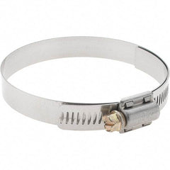 Made in USA - SAE Size 52, 2-13/16 to 3-3/4" Diam, Stainless Steel Protective Liner Worm Drive Clamp - Industrial Tool & Supply