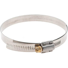 Made in USA - SAE Size 72, 4-1/8 to 5" Diam, Stainless Steel Protective Liner Worm Drive Clamp - Industrial Tool & Supply