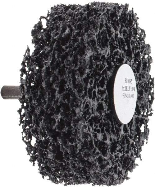 Standard Abrasives - 3" Coarse Grade Silicon Carbide Deburring Disc - 1/4" Shank Diam, Shank Connection, 10,000 Max RPM - Industrial Tool & Supply